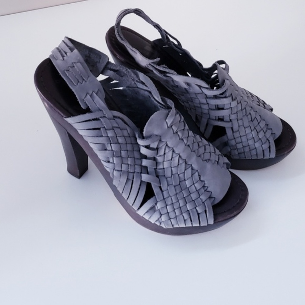 7 FOR ALL MANKIND leather weave heels